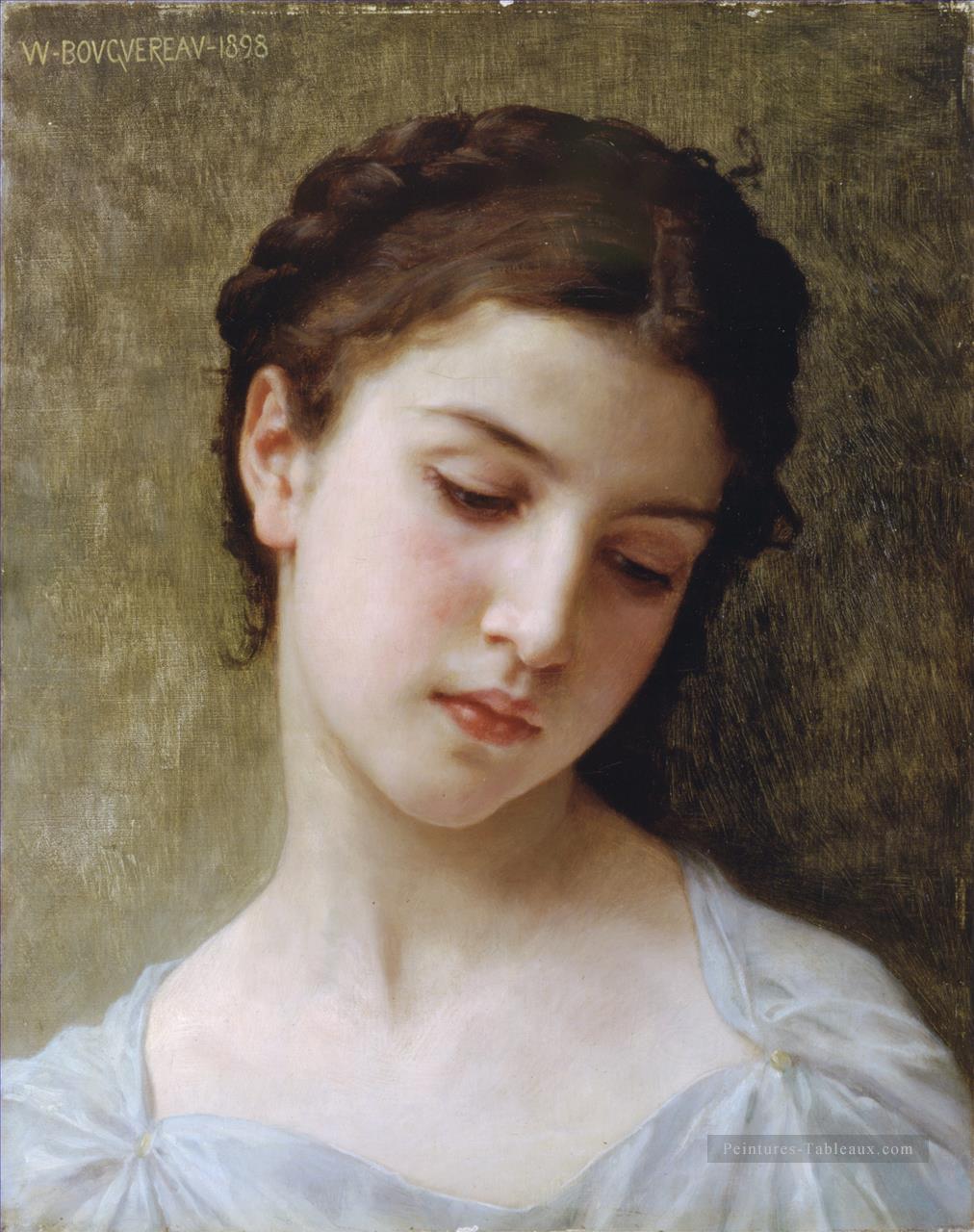 Etude Tête de Jeune fille réalisme William Adolphe Bouguereau Peintures à l'huile